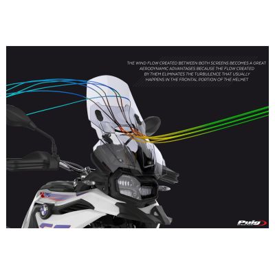 Nastavitelné plexi Puig 48-57cm pro BMW F850GS, tmavě kouřové