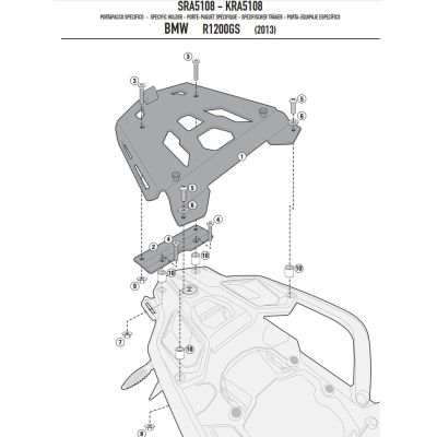 Kovová plotna pod topcase Kappa/Givi pro BMW R1250GS, R1200GS LC 2013-2018, černá