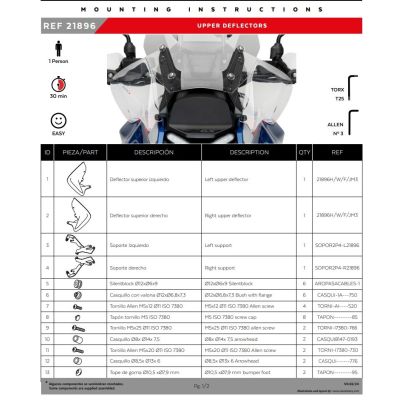 Velké boční deflektory Puig pro BMW R1300GS 2023+, tmavě kouřové