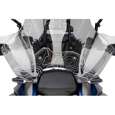 High touring screen Puig 62cm for BMW R1300GS 2023+ (with ACC), clear with contour graphics