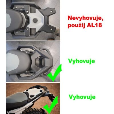 Carrier with plate for BMW R1300GS 2023+ for older ALU topcase BMW (1250/1200GSA LC), silver