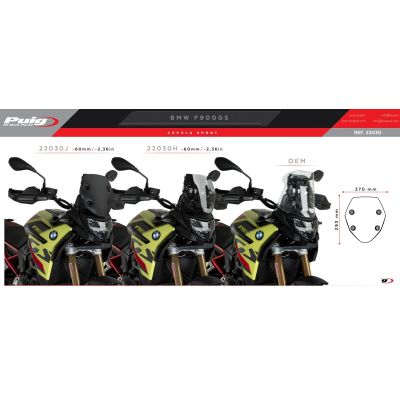 Plexi Puig Sport 29cm for BMW F900GS 2023+, clear