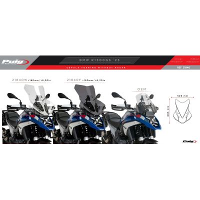Vysoké cestovní plexi Puig 68cm pro BMW R1300GS/A 2023+ (bez ACC), tmavě kouřové