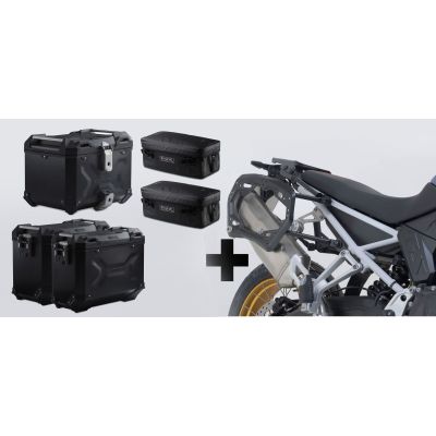 3x ALU kufry SW-Motech Trax Adventure + nosiče + tašky pro F900GS 2024+, černé