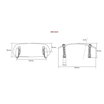Přídavný nastavitelný deflektor Puig Clip-On 9x23cm, lehce kouřový