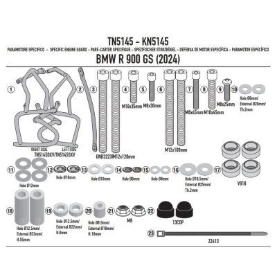 Velký padací rám Givi/Kappa pro BMW F900GS 2023+, černý