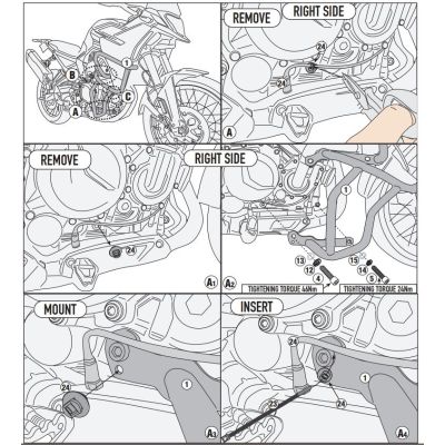 Velký padací rám Givi/Kappa pro BMW F900GS 2023+, černý