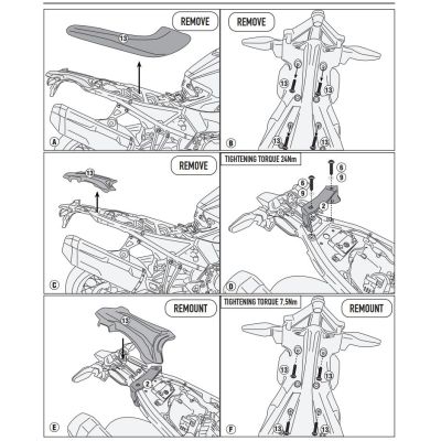 Kovová plotna s nosičem pod topcase Kappa/Givi pro BMW F900GS 2023+, černá
