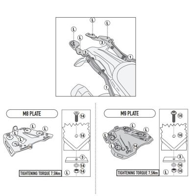 Kovová plotna s nosičem pod topcase Kappa/Givi pro BMW F900GS 2023+, černá