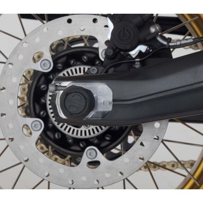 SW-Motech drop protectors for the rear wheel axle F900GS/A 24+, F850GS/A 18-23, F800GS 24+, F750GS 18-23