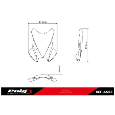 Vysoké cestovní plexi Puig 57cm pro BMW R1300GS/A 2023+ (s ACC), tmavě kouřové