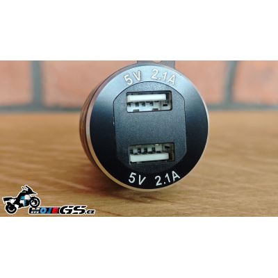Interphone charging adapter from 12V to 2x USB (A+A) for mini socket (2x 2100 mA)
