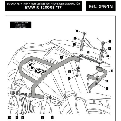 Padací rám horní Puig pro R1250GS, R1200GS LC 2017-2018, černý