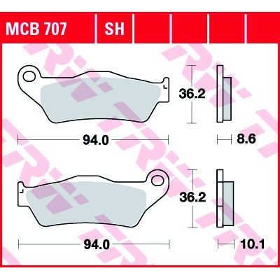 Sada brzdových destiček TRW Lucas MCB707SH na zadní kotouč pro BMW R1200GS/A 2004-2012, R1150GS/A, R1100GS, R850GS