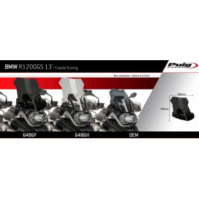 Plexi cestovní vysoké 51cm Puig pro BMW R1250GS/A, R1200GS/A LC 2013-2018, lehce kouřové