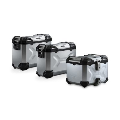 3x ALU kufry SW-Motech Trax Adventure + tašky + nosiče pro F800GS, F700GS, F650GS 2008+, stříbrné